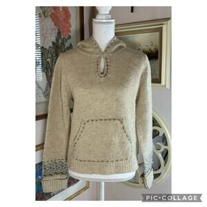 J Crew Cream Hooded Pull Over Swester